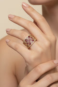 14K RED GEMSTONES WIDE RING X001139160