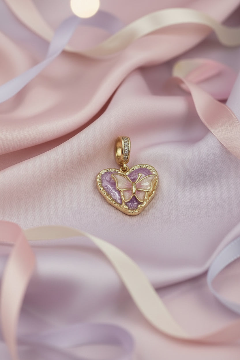 14K PINK HEART-SHAPED DESIGN PENDANT KY1491A