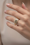14K MONACO CHAIN BAGUETTE LOCK RING GJ-36180001