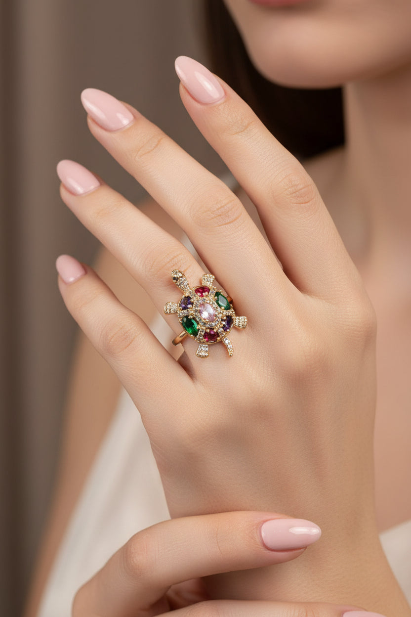 14K MULTI-COLORED TURTLE DESIGN RING X001065474