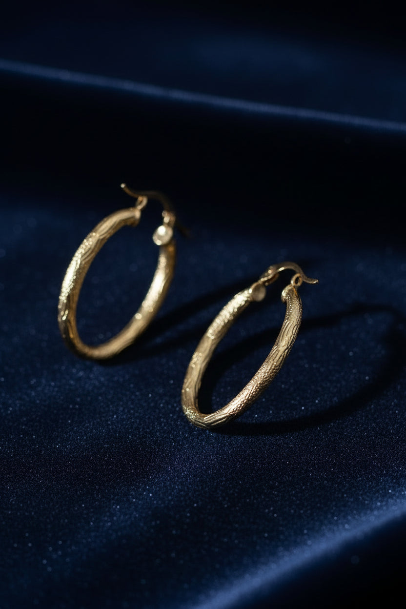14K DIAMOND CUT HOOP EARRINGS