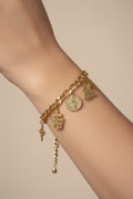 14K MIX RELIGIOUS PENDANTS IN FIGARO LINK CHAIN BRACELET CS-21040001