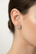 14K SQUARE CLEAR STUD EARRING RQ355