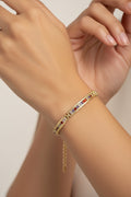 14K MULTI-COLORED GEMSTONES LINK BRACELET MS-03080005