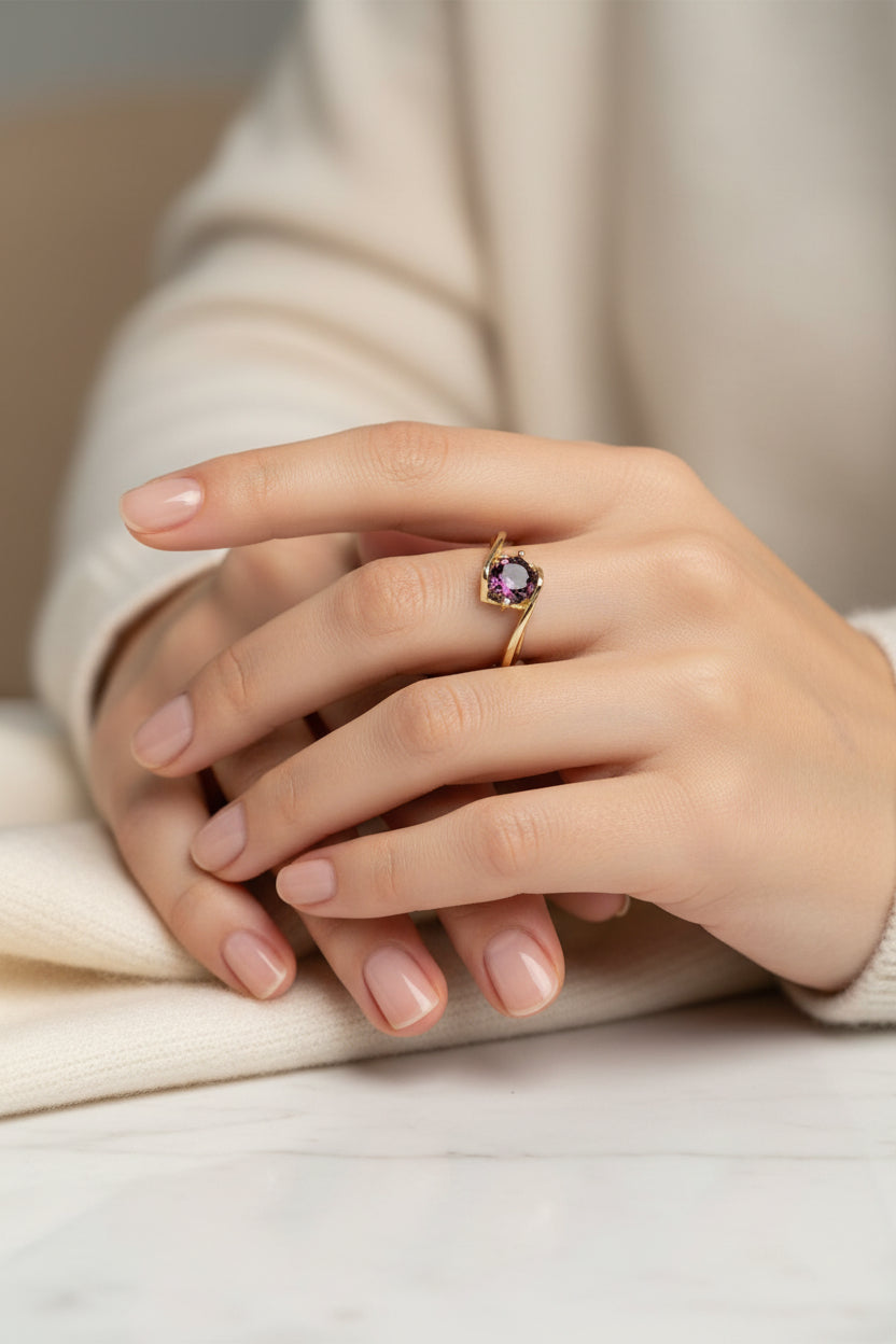 14K OVAL-CUT PURPLE GEMSTONE RING GJ-13150010