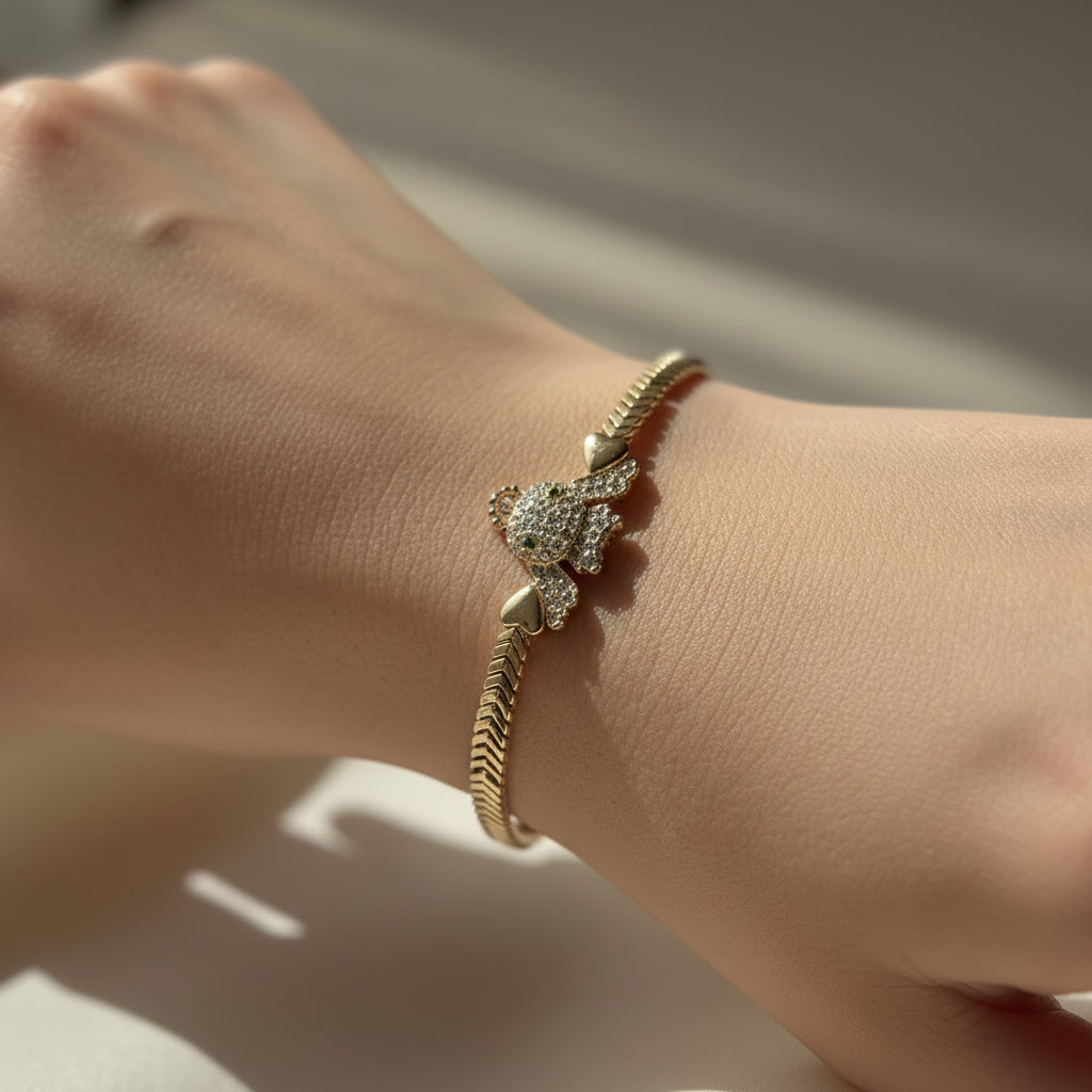 14K STITCH "CZ" CUBAN LINK BRACELET RQ362