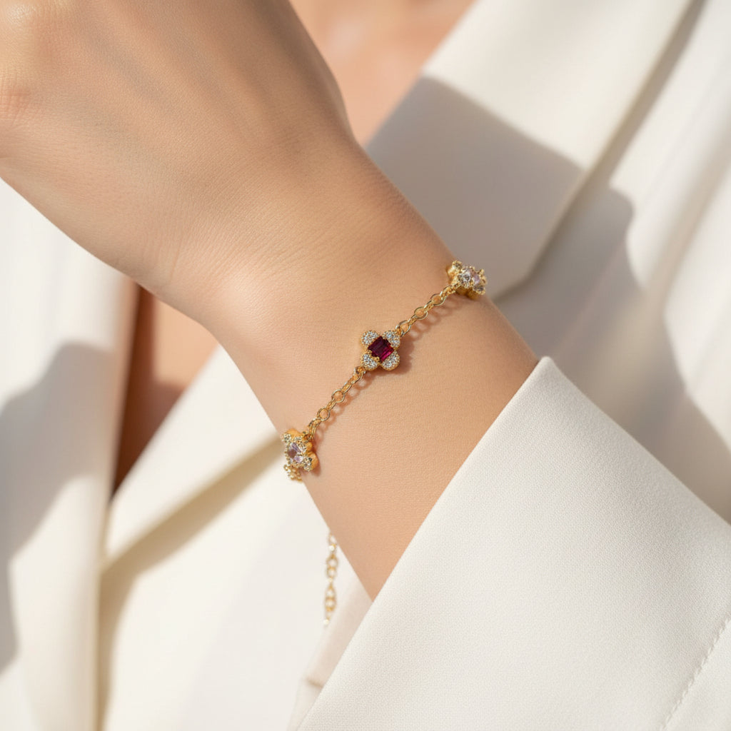 14K TRICOLOR CLOVER BRACELET MS-27050006
