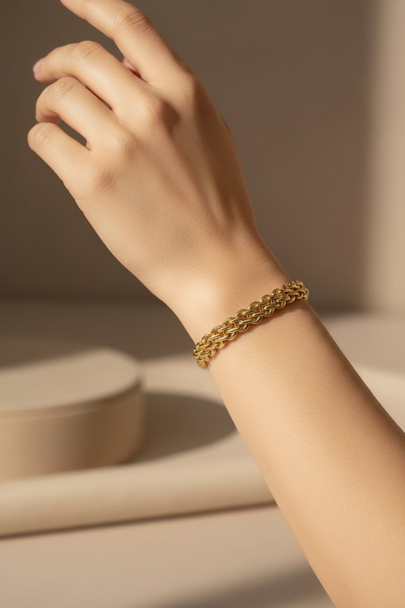 14K DOUBLE CURB LINK BRACELET SL-24140001
