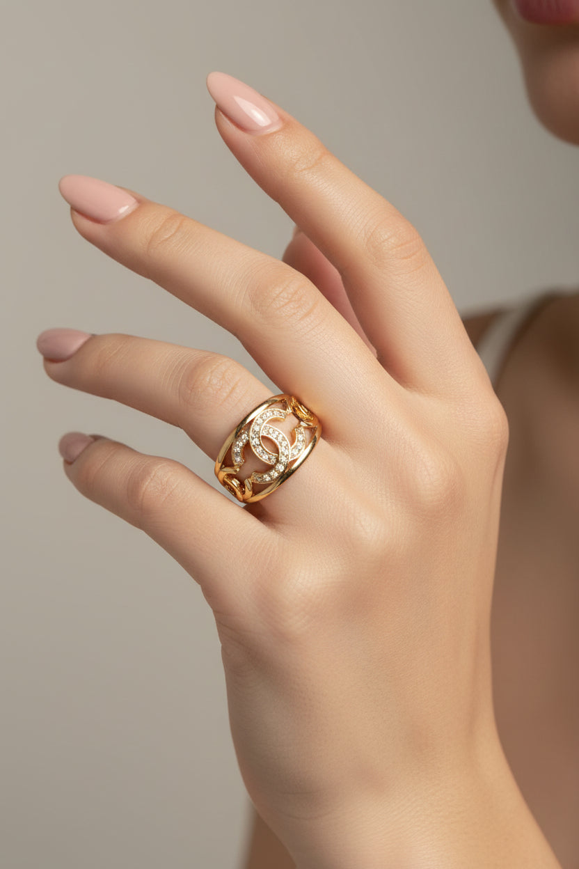 14K CC LOGO INSP "CZ" RING SH3798A