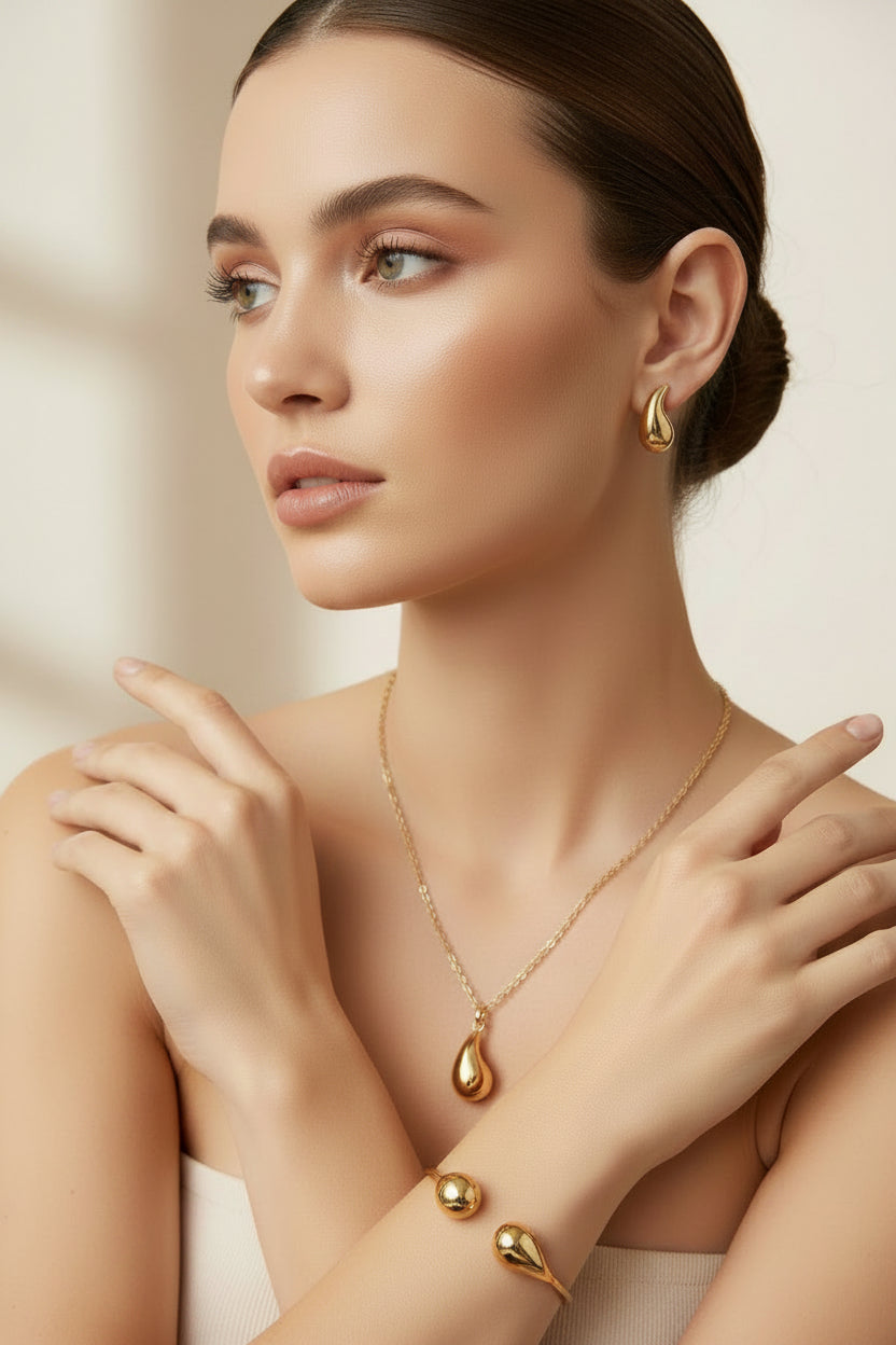 14K FOUR SET TEARDROP DESIGN HT1190B