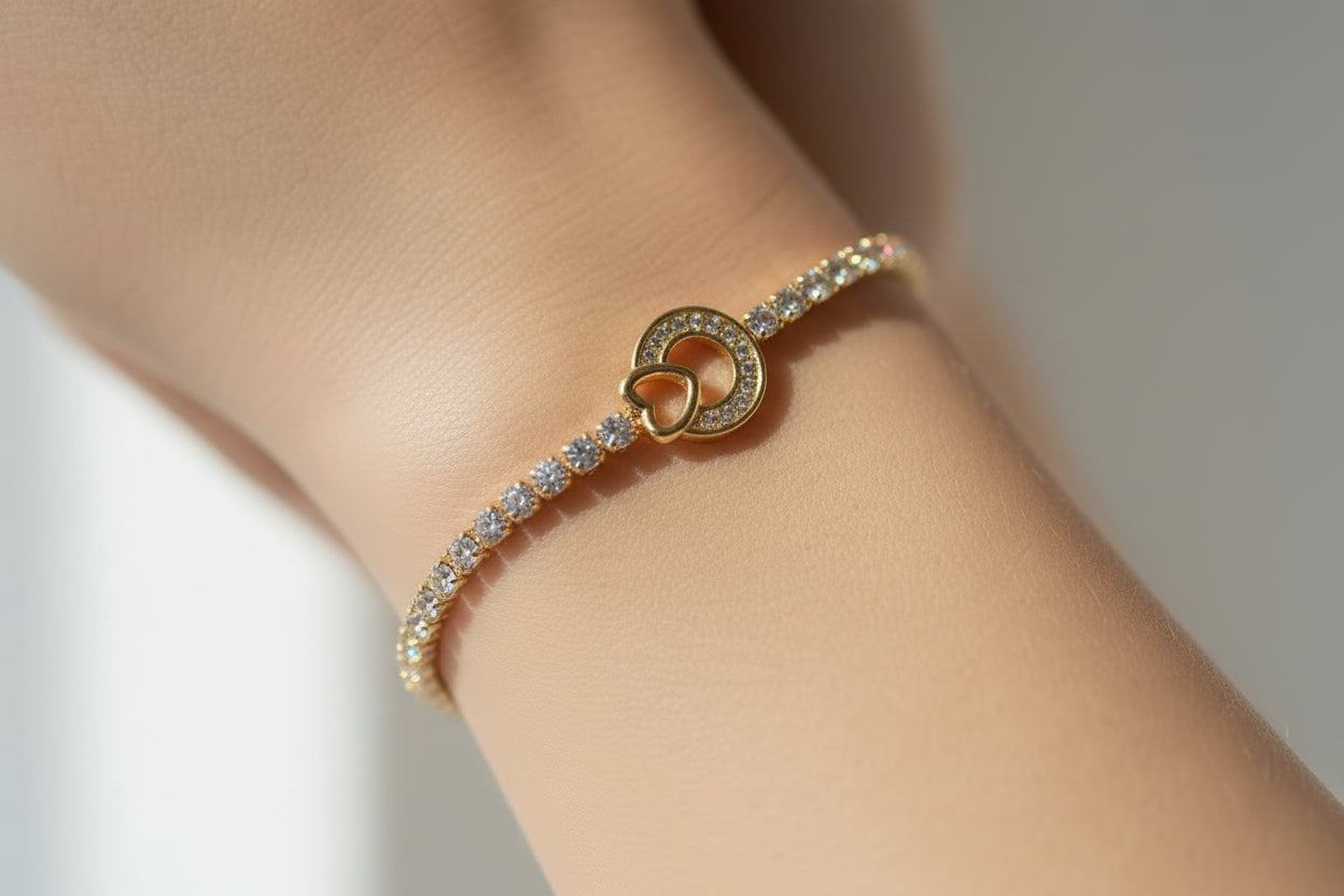 14K TENNIS BRACELET WITH ROUND CUT STONES RQ391