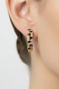 14K BLUE DIAMOND HOOP EARRINGS XP