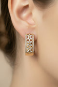 14K FLORAL DESIGN HUGGIE-STYLE HOOP EARRING RQ395