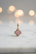 14K PANDORA FLOWER WITH PINK GEMSTONES PENDANT