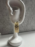 14K THICK HOOP EARRING WITH CENTRAL CLOVER MOTIF  RQ396