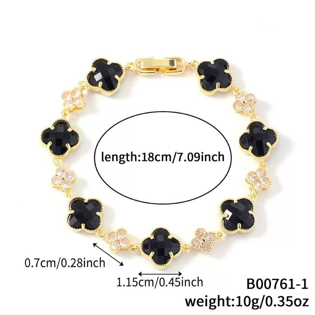 14K CLOVER CRYSTAL BRACELET VARIETY OF COLORS