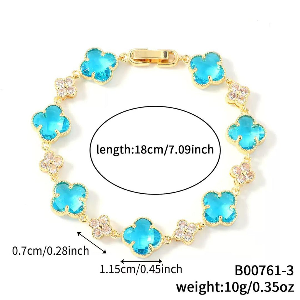 14K CLOVER CRYSTAL BRACELET VARIETY OF COLORS