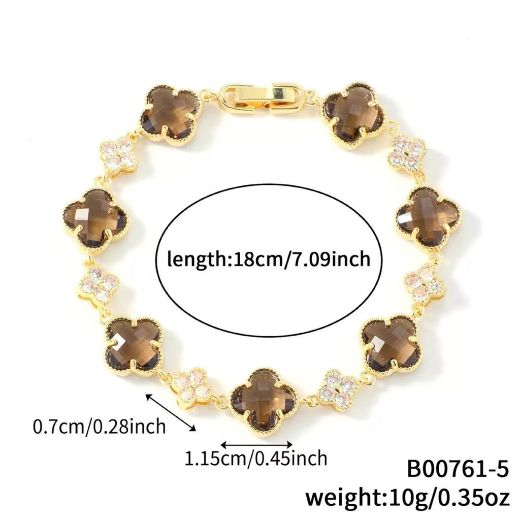 14K CLOVER CRYSTAL BRACELET VARIETY OF COLORS