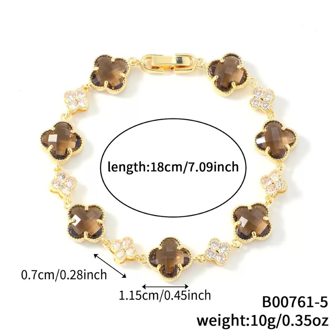 14K CLOVER CRYSTAL BRACELET VARIETY OF COLORS