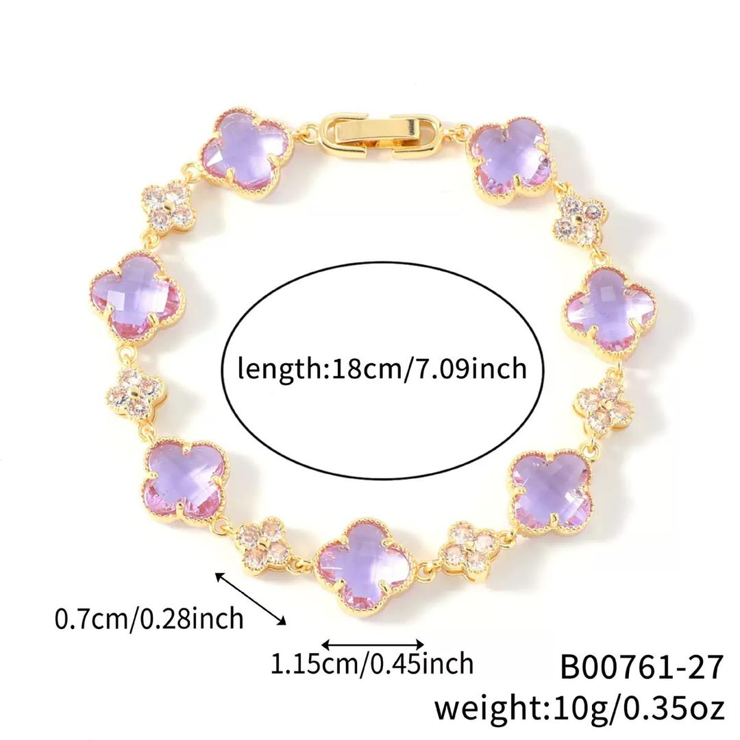 14K CLOVER CRYSTAL BRACELET VARIETY OF COLORS
