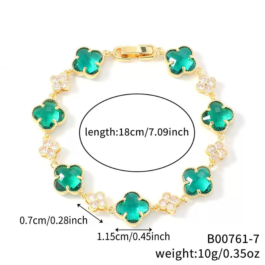 14K CLOVER CRYSTAL BRACELET VARIETY OF COLORS