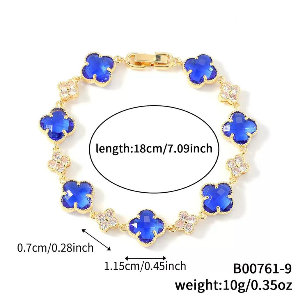 14K CLOVER CRYSTAL BRACELET VARIETY OF COLORS