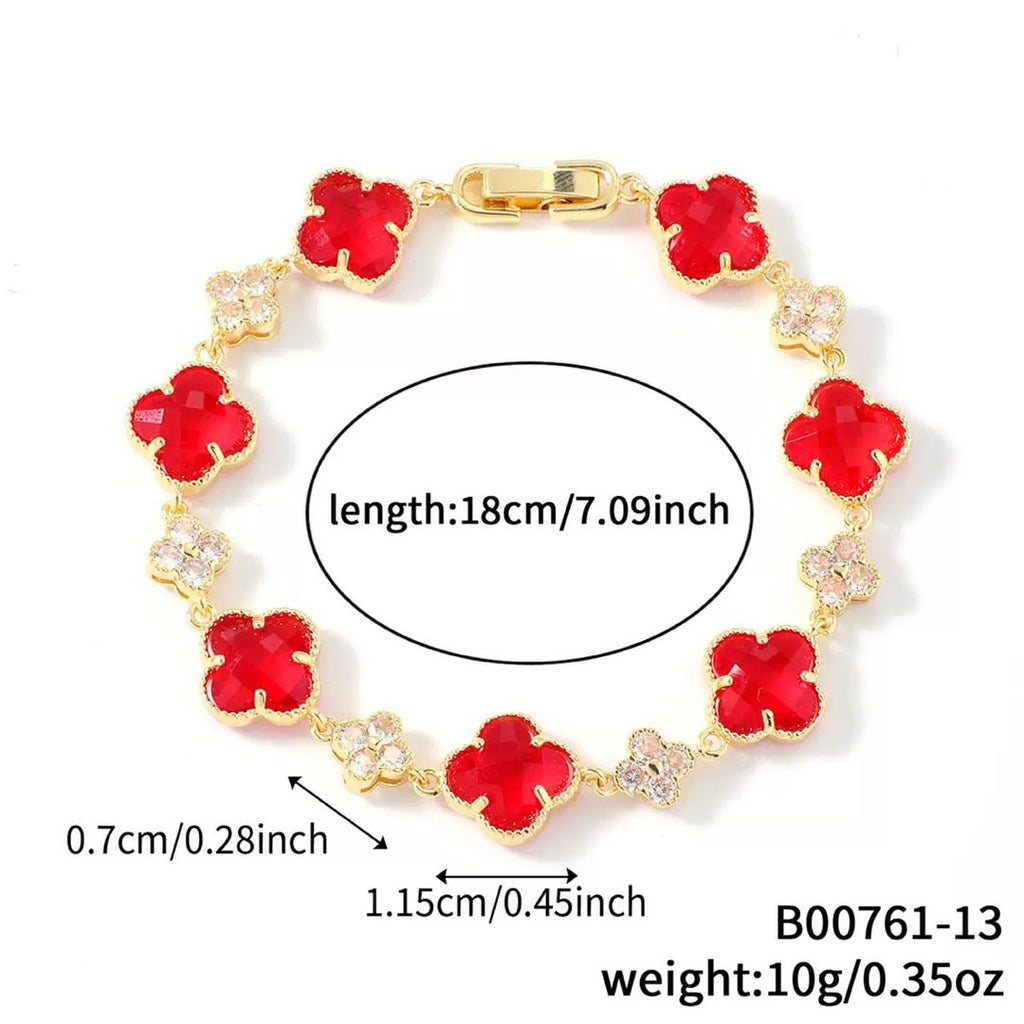 14K CLOVER CRYSTAL BRACELET VARIETY OF COLORS
