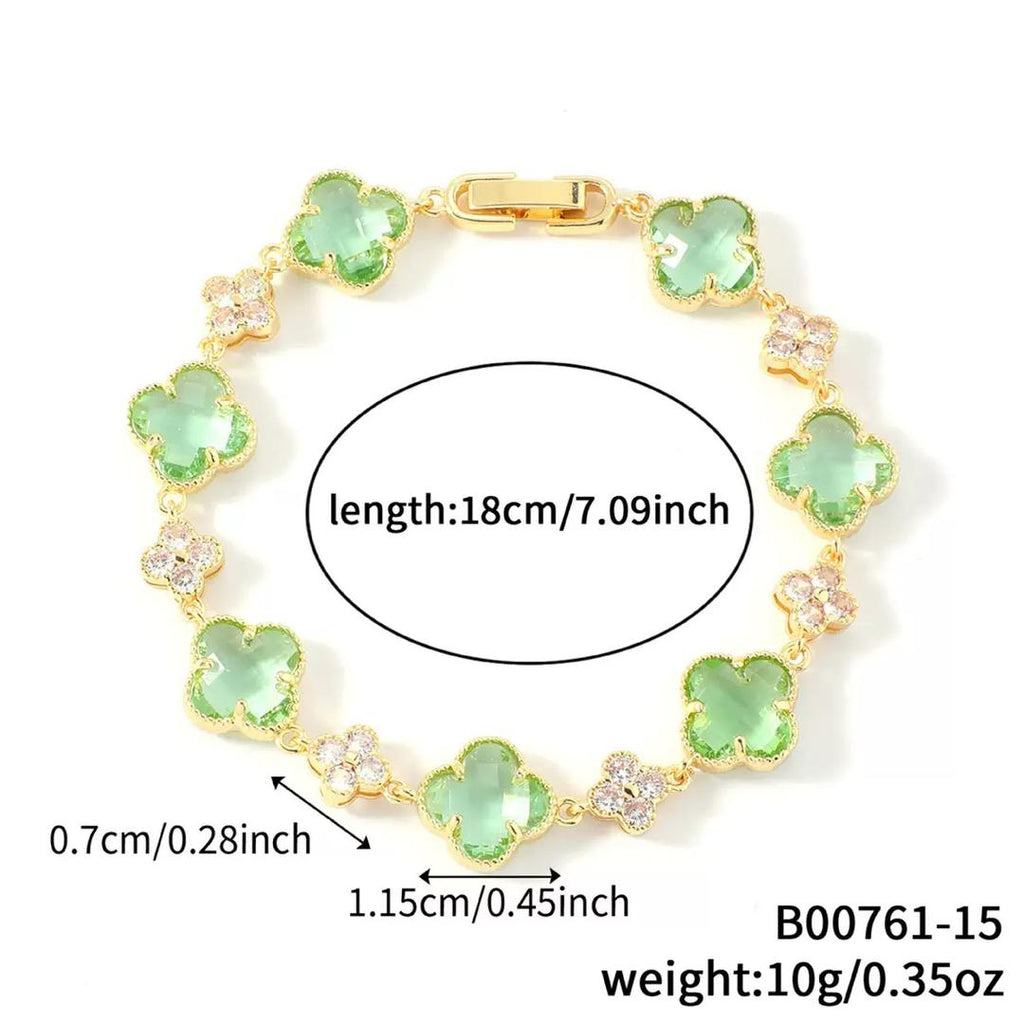 14K CLOVER CRYSTAL BRACELET VARIETY OF COLORS
