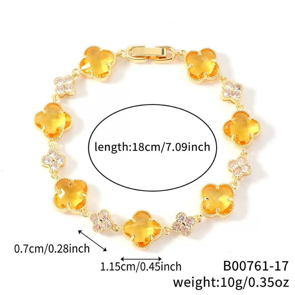 14K CLOVER CRYSTAL BRACELET VARIETY OF COLORS