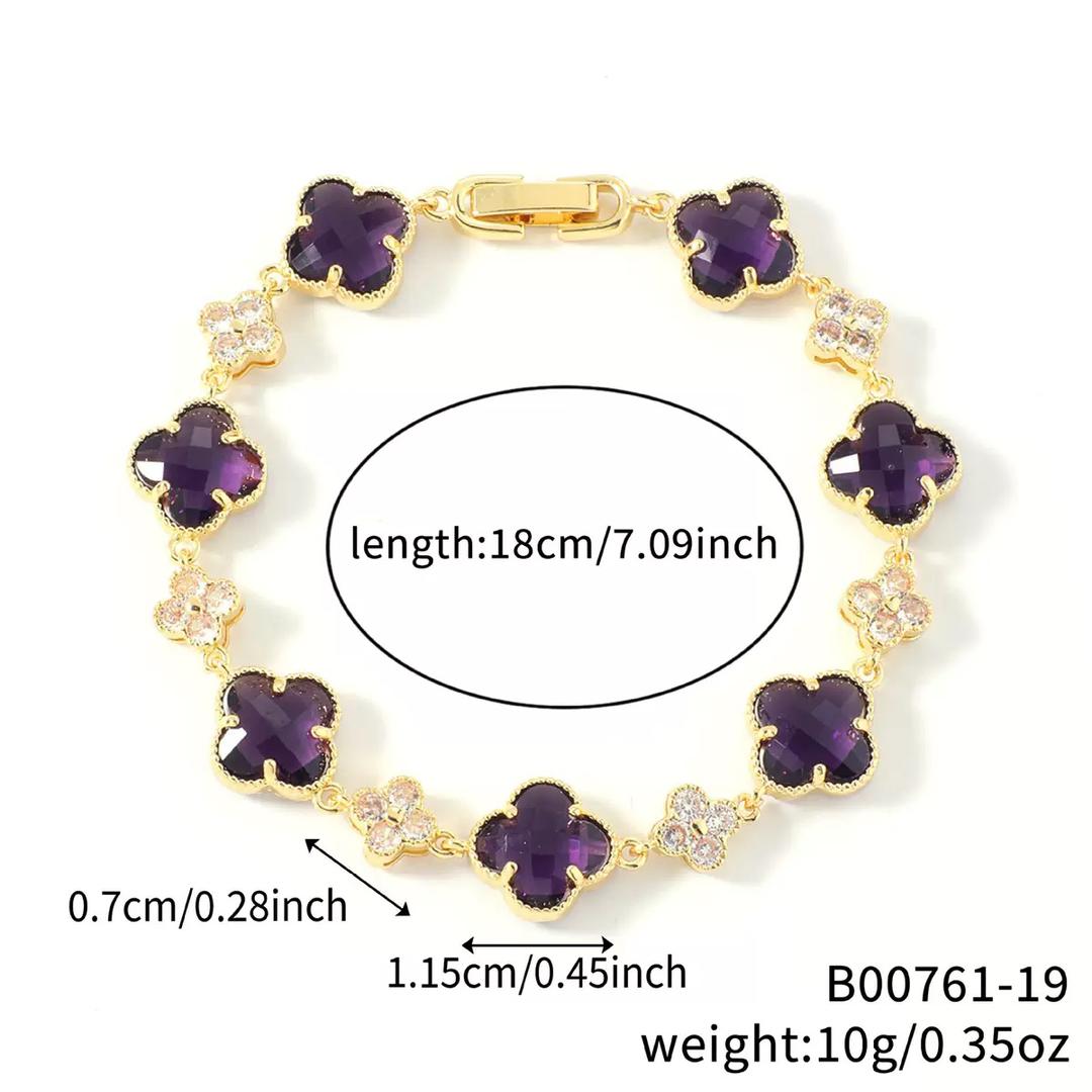 14K CLOVER CRYSTAL BRACELET VARIETY OF COLORS