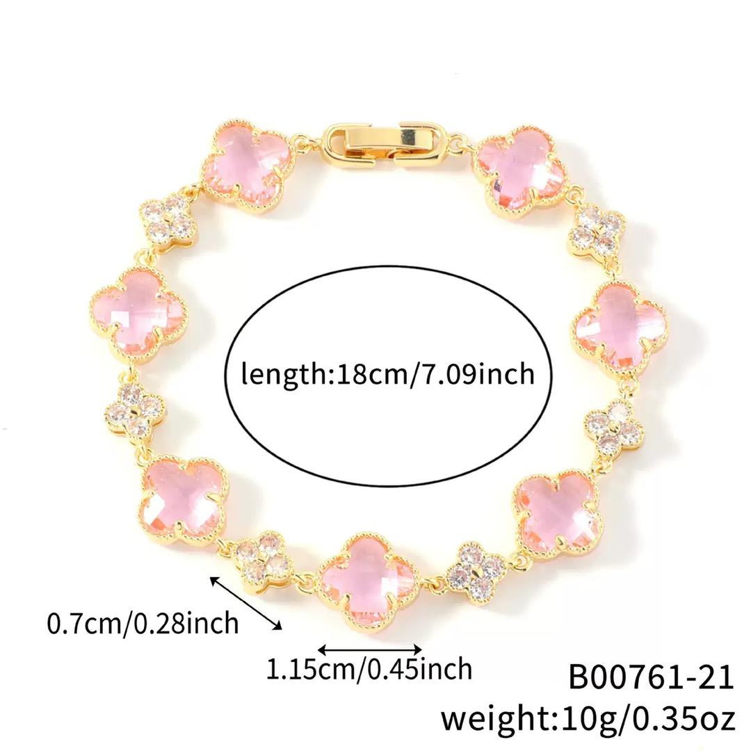 14K CLOVER CRYSTAL BRACELET VARIETY OF COLORS