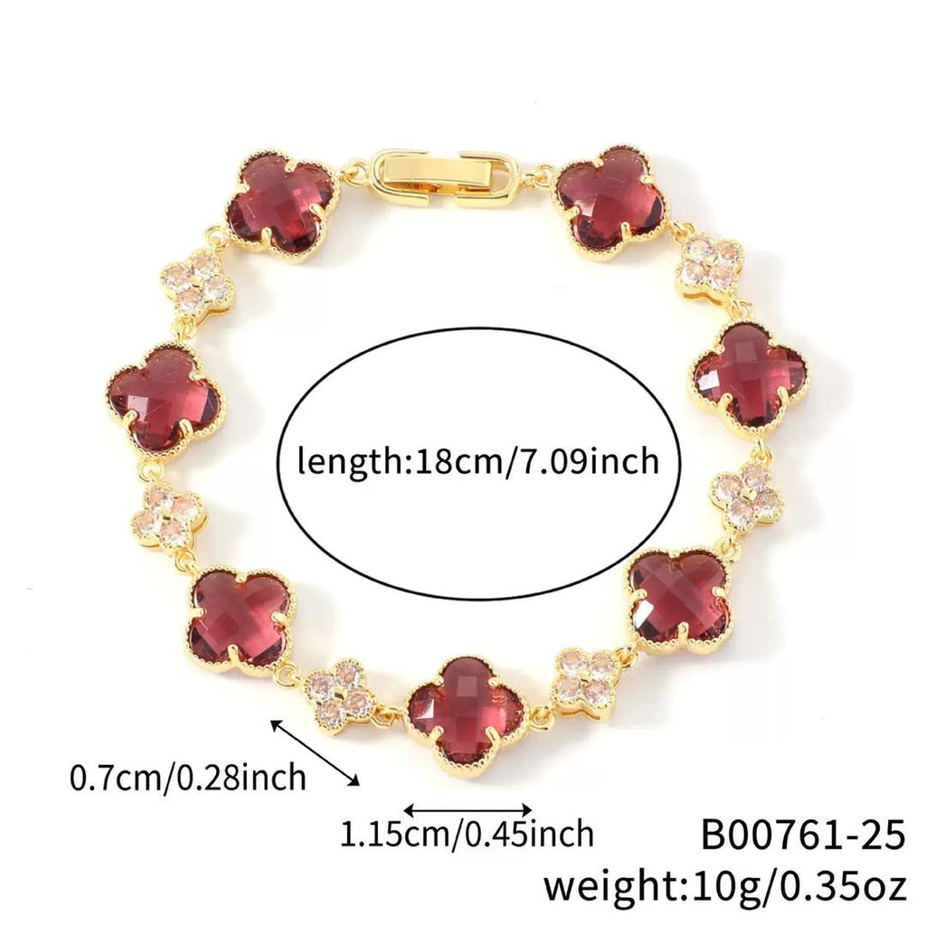14K CLOVER CRYSTAL BRACELET VARIETY OF COLORS