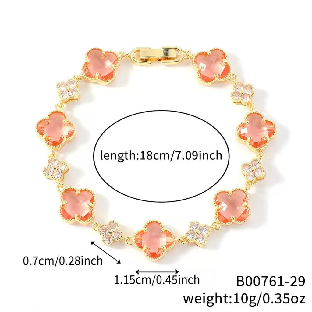 14K CLOVER CRYSTAL BRACELET VARIETY OF COLORS