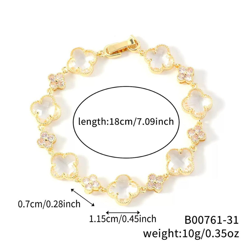 14K CLOVER CRYSTAL BRACELET VARIETY OF COLORS