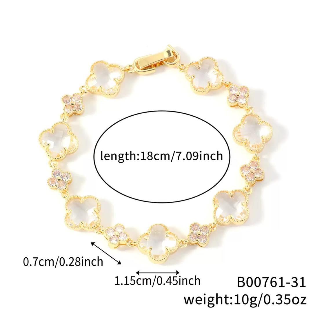 14K CLOVER CRYSTAL BRACELET VARIETY OF COLORS
