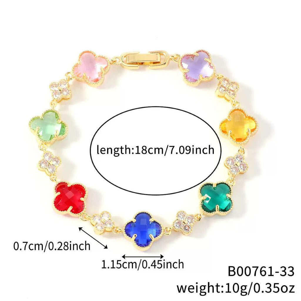14K CLOVER CRYSTAL BRACELET VARIETY OF COLORS