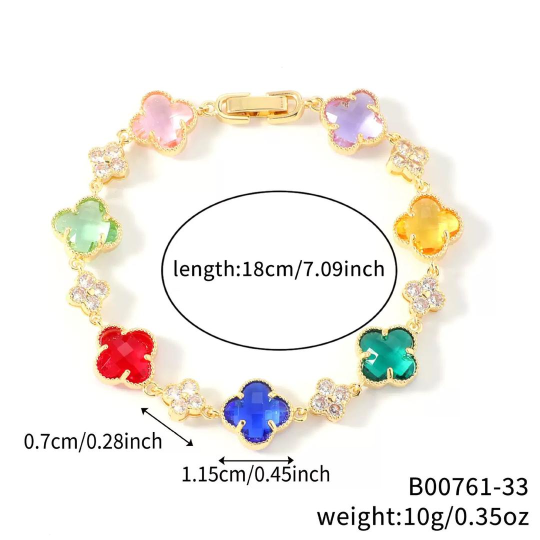 14K CLOVER CRYSTAL BRACELET VARIETY OF COLORS