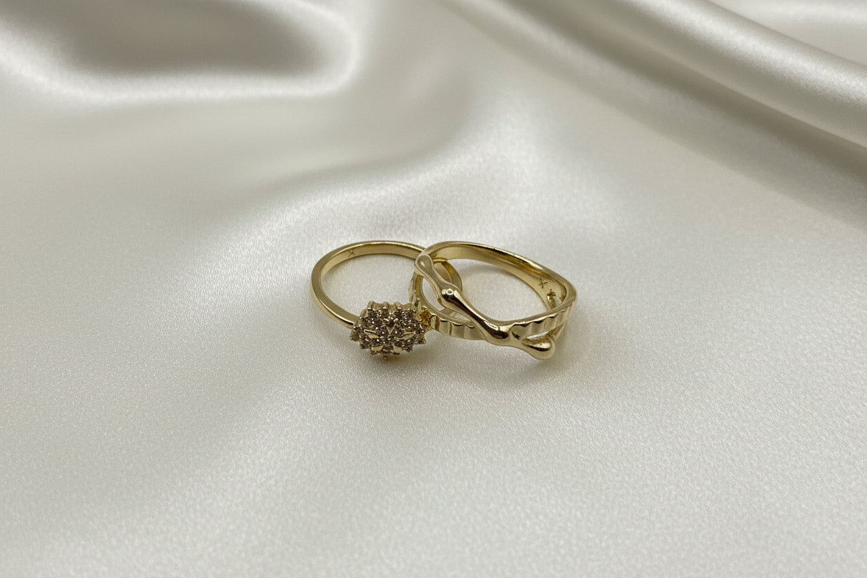 14K BRIDAL SET WITH FLORAL PATTERN RING X000791189