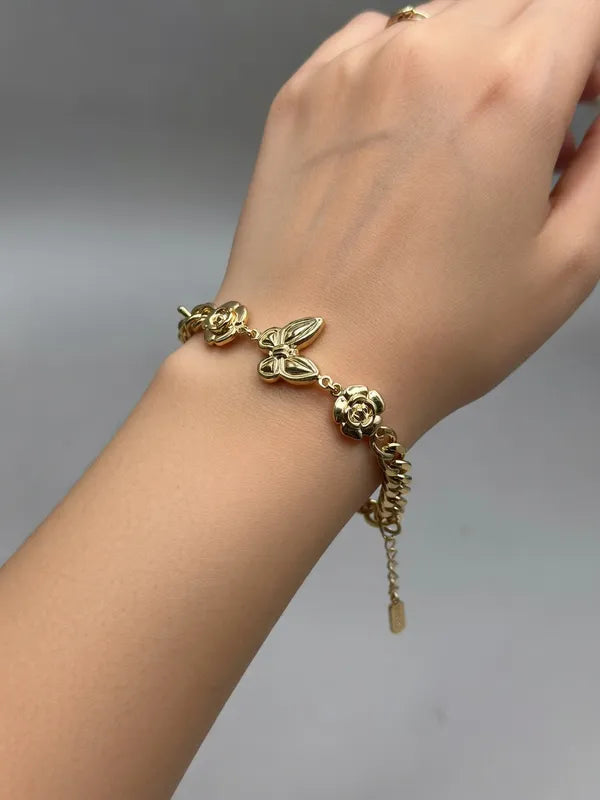 14K BOTANICAL CHARM LINK 17+3CM BRACELET CS-18780001