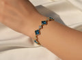14K AQUAMARINE CRYSTAL CLOVER TENNIS BRACELET