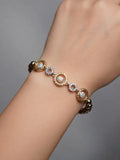 14K GREEK KEY DIAMOND STATION BRACELET