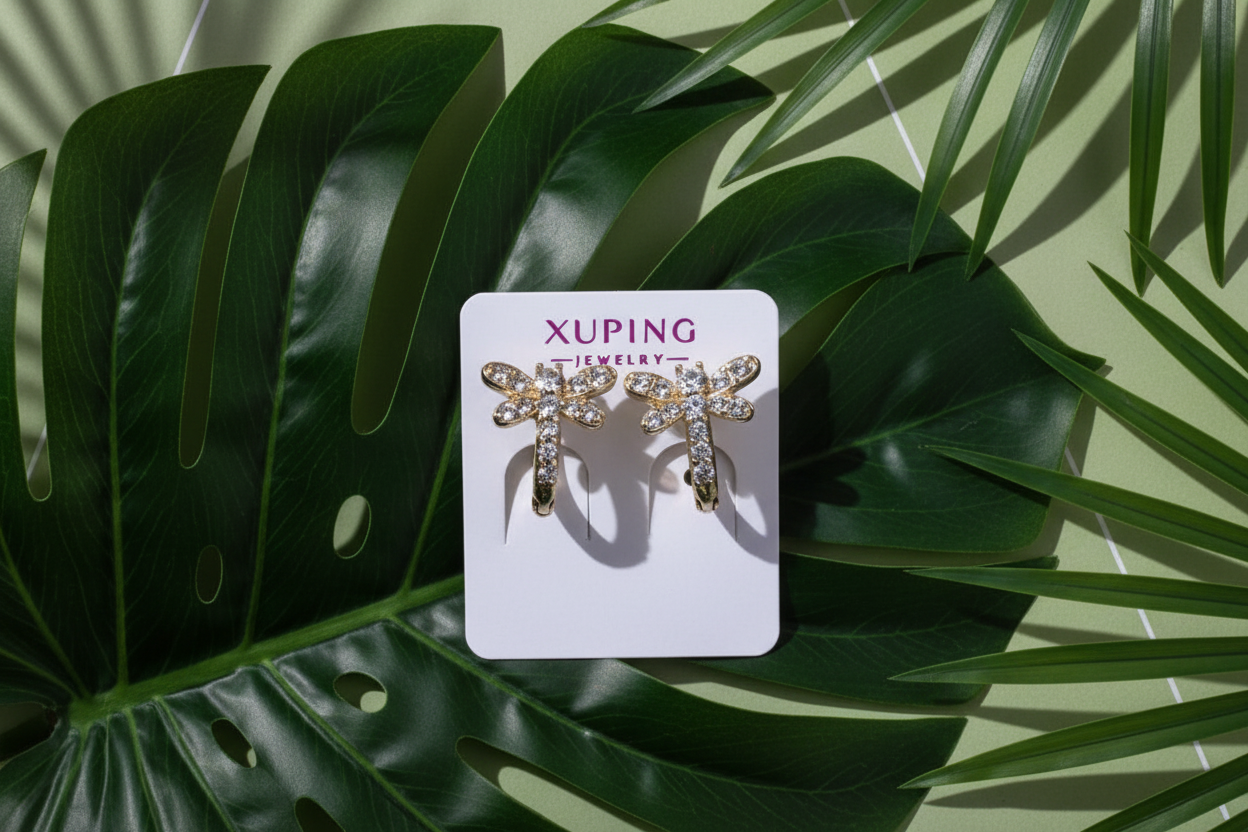 Flat lay with tropical leaves