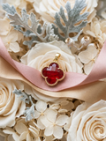 14K RED CRYSTAL CLOVER PENDANT