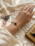 14K BLACK & GOLD CLOVER BRACELET CS-21330007
