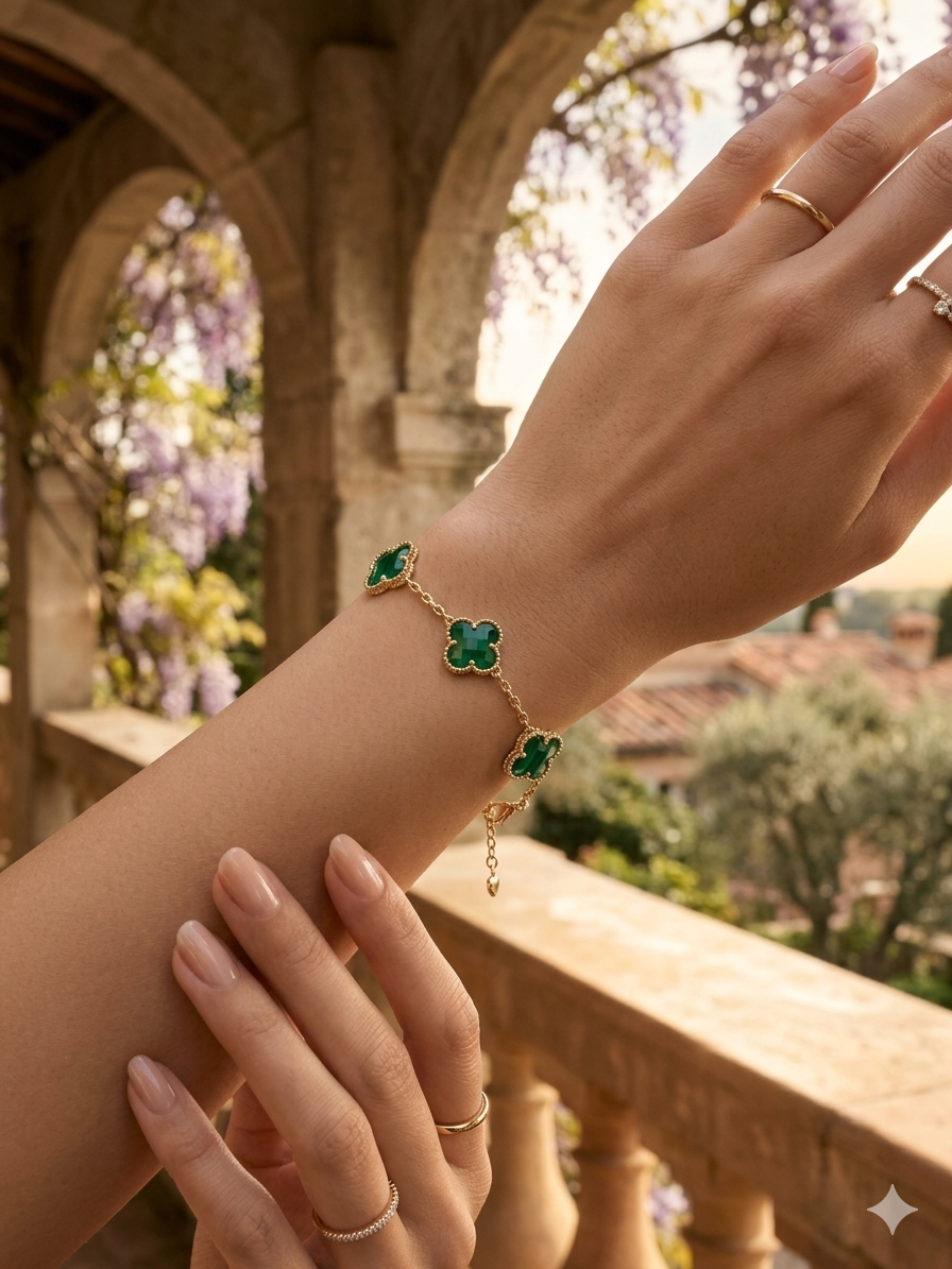 14K EMERALD GREEN CLOVER BRACELET GT-08890011