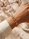 14K PINK CRYSTAL CLOVER TENNIS BRACELET