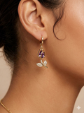 14K PURPLE AMETHYST TULIP DANGLE EARRING