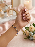 14K SAPPHIRE BLUE CLOVER TENNIS BRACELET