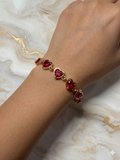 14K RED HEART TENNIS BRACELET