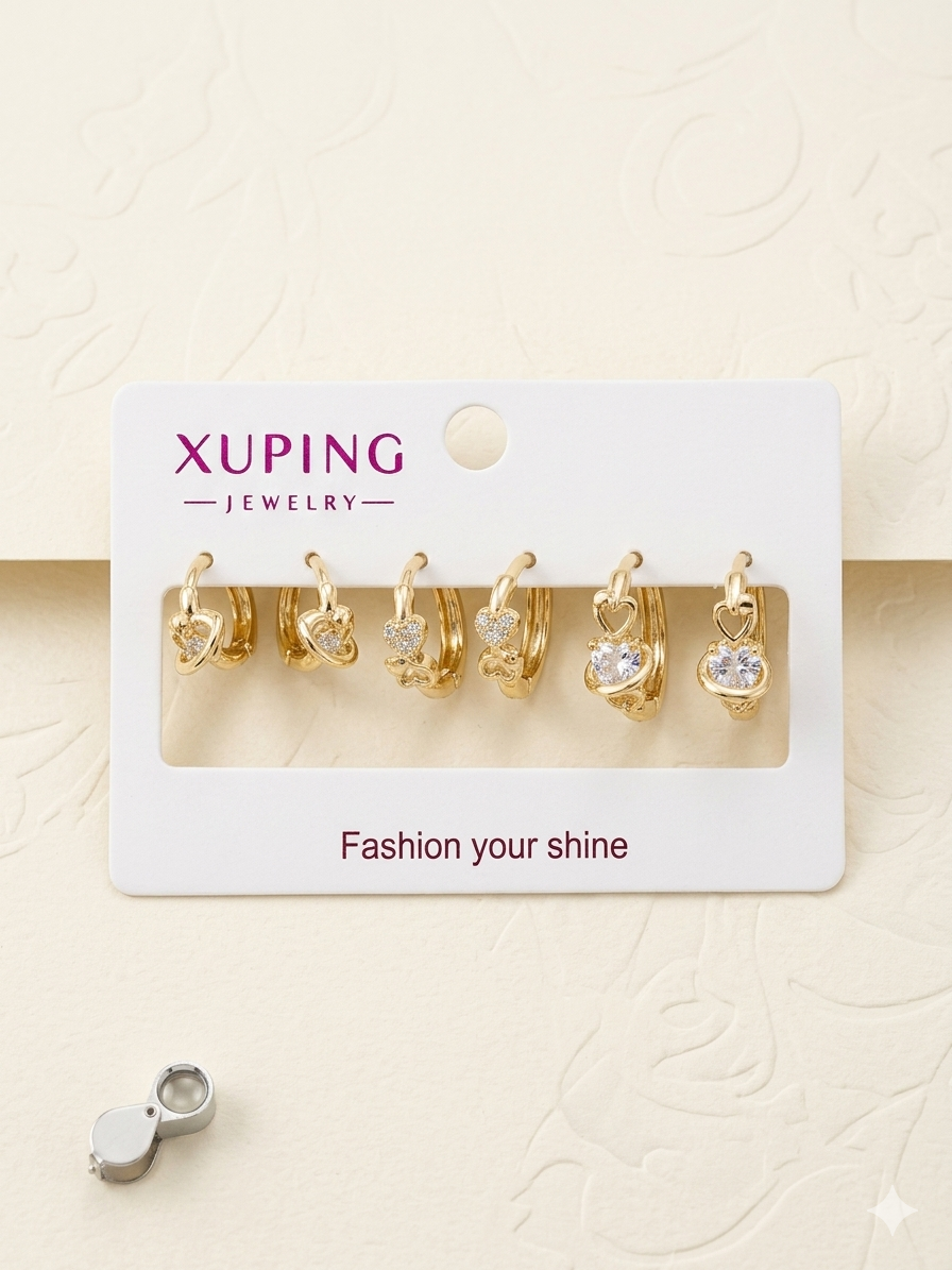 14K HEART HUGGIE TRIO EARRING X001171533